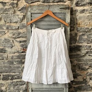 Banana Republic White A-Line Linen Drawstring Skirt
